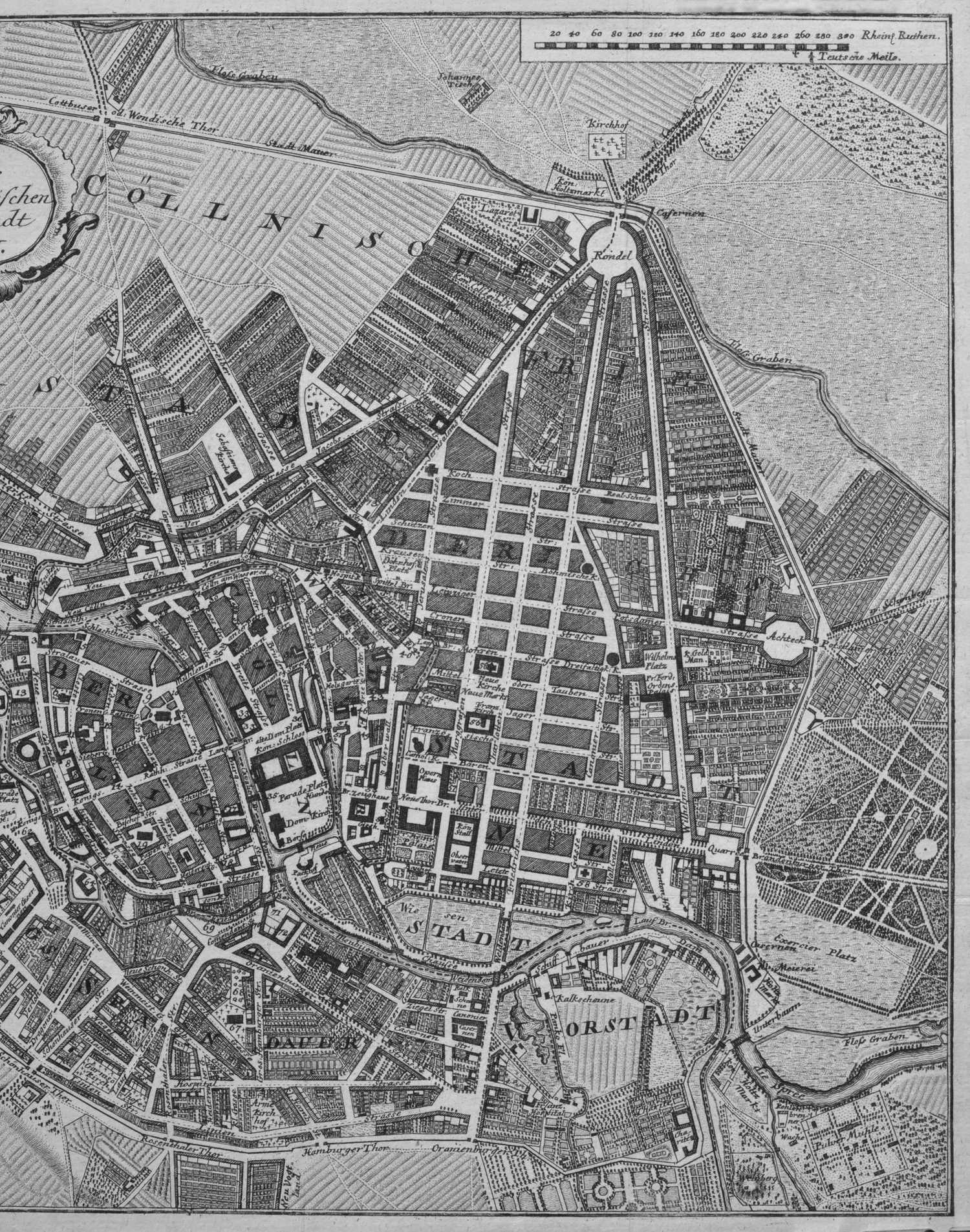 Berlin  city map 1769, 2. part, right part: Berlin, Cölln, Friedrichswerder, Spandauer Vorstadt. Dorotheenstadt, Friedrichstadt
