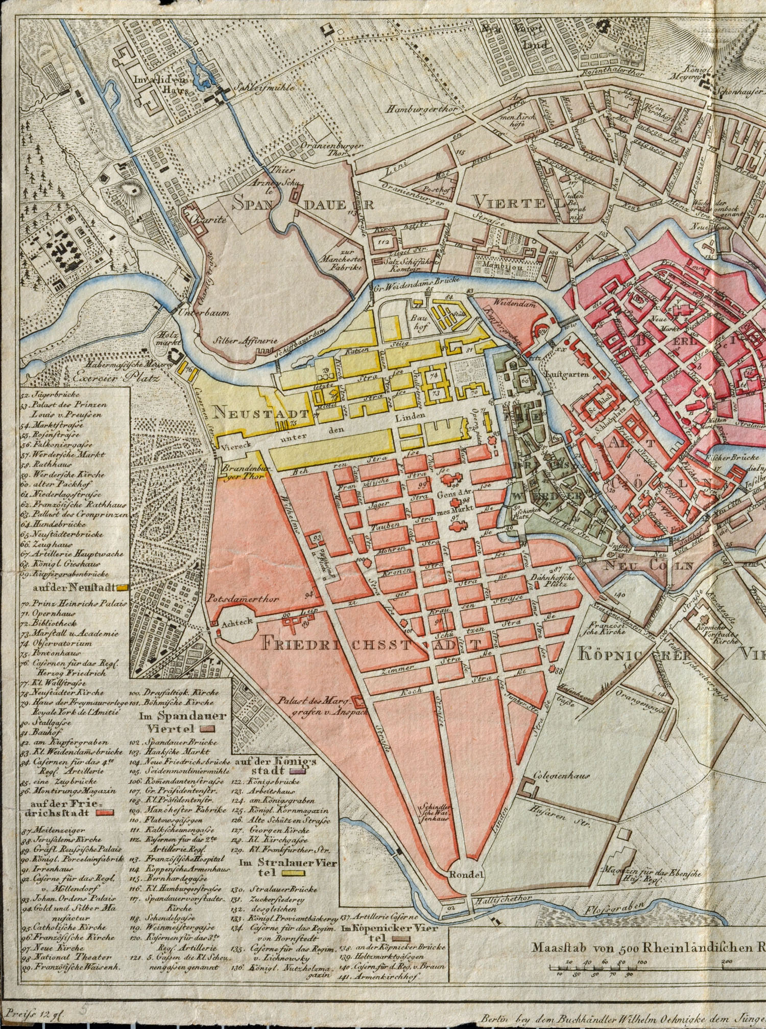 Berlin Stadtplan 1883, 2. Bild, mittleres Plandrittel:  Wedding, Mitte, Kreuzberg
