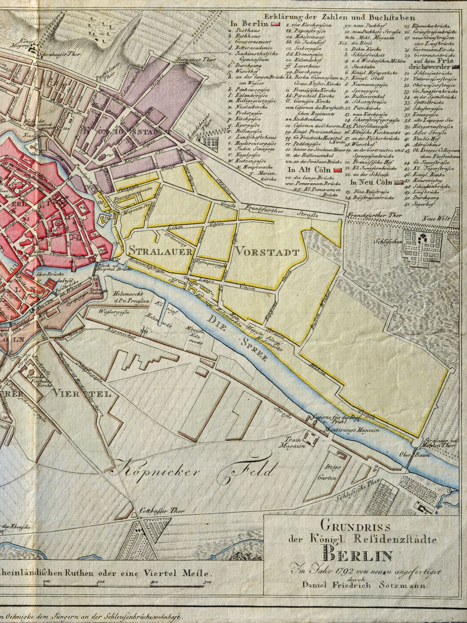 Berlin Droschkenplan 1896, 3. Bild, rechte Hälfte mit den Postdistrikten: Northeast, East, Southeast